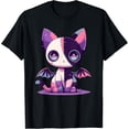 thumbnail image 1 of Velto Kawaii Pastel Goth Creepy Cute Witchy Zombie Patchwork Cat T-Shirt All Size S-5XL, 1 of 5