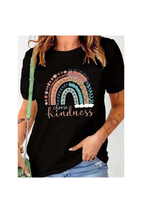 Kind Rainbow T-shirt Spring And Summer Top All Size S-5XL