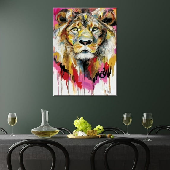 Velto King Wall Hanging, Animal Wall Hangings Lion Canvas, Modern Artwork Canvas, 8x10 UNFRAMED