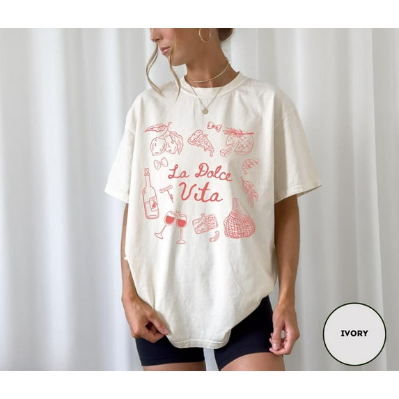 Velto La Dolce Vita T-Shirt Italian Summer Lemon Graphic Tee for Beach and Vacation Style, Full Size S-5XL