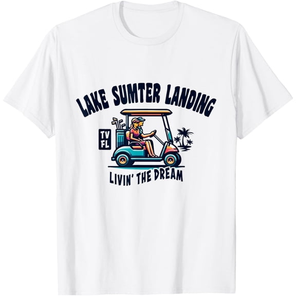 Velto Lake Sumter Landing TV Florida USA Fun Golf Cart Design T-Shirt All Size S-5XL
