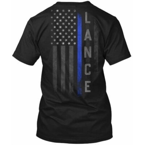 Velto Lance Family Thin Blue Line Flag T-Shirt Made in the USA All Size S-5XL