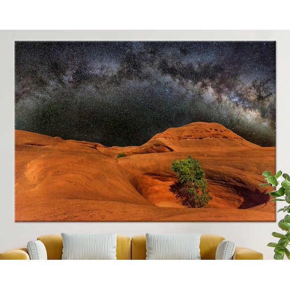Velto Landscape Artwork, Alone Tree Canvas, Contemporary Art Canvas, Nature Canvas, Sky Landscape Artwork, Milky Way Landscape, 8x12 UNFRAMED