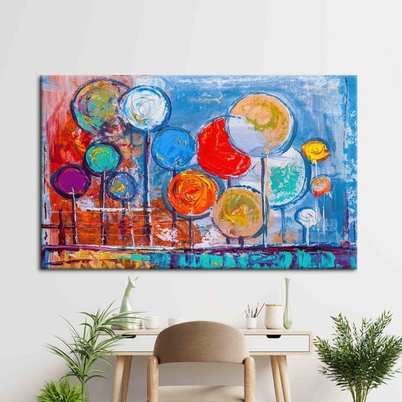 Velto Landscape Canvas, Abstract Tree Canvas, Colorful Forest Canvas, Forest Artwork, 12x16 UNFRAMED