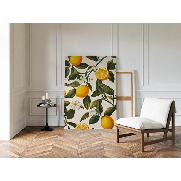 Velto Lemon Citrus Botanical Canvas Art - Vintage Yellow Lemon Fruit Wall Art for Kitchen, Dining Room, or Farmhouse, SIZE 8x10 INCLUDE Pine Wood Frame 1.25-Inch
