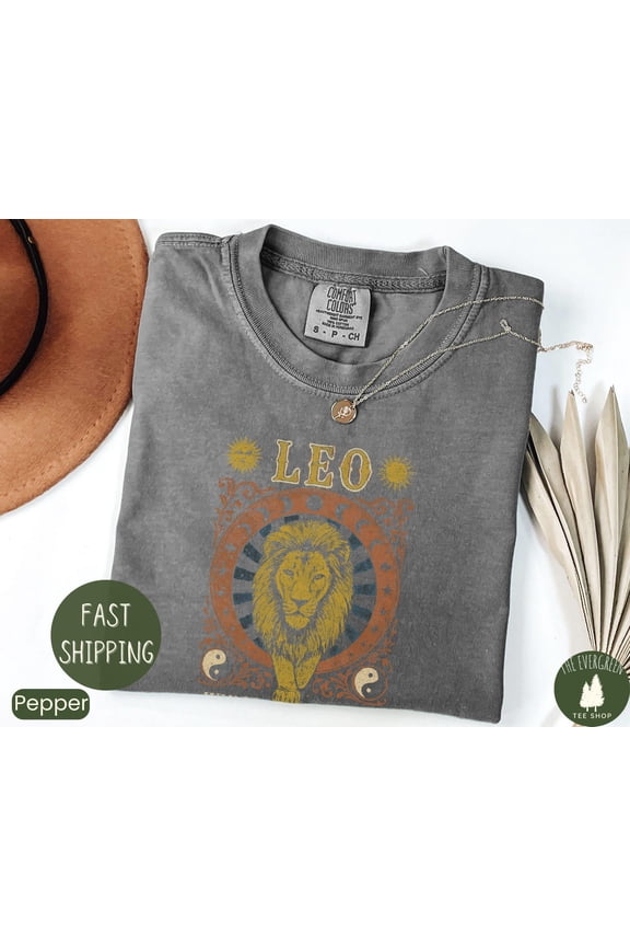 Leo Zodiac Graphic Tshirt Astrology Horoscope Lion Inspired Celestial Outfit Birthday Gift For Women, Full Size S-5XL