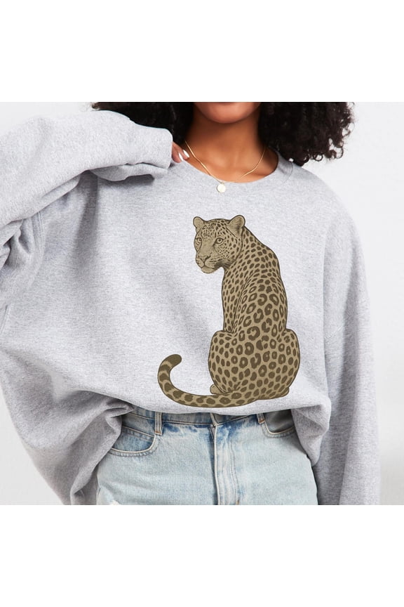 Leopard Print Sweatshirt: Trendy Animal Lover Crewneck All Size S-5XL