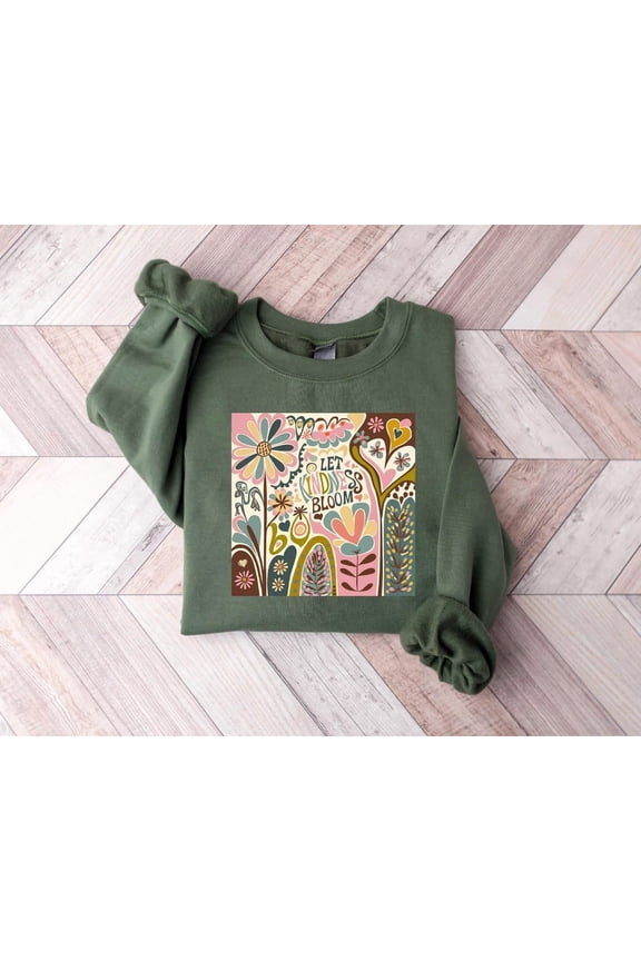 Let Kindness Bloom T-Shirt, Be Cool Be Kind Retro Flower Shirt, Be Cool , Inspiration Women Sweater, Aesthetic Floral Kindness Tee Sweatshirt Full Size S-5XL