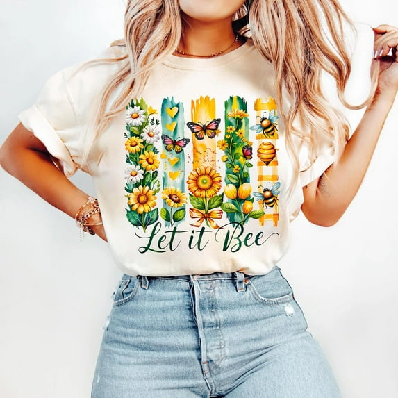 Velto Let it Bee Positivity Shirt, Bee Tshirt, Spring Shirt, Summer Shirt, Beekeeper Shirt, Flower Shirt, Save the Bees Shirt, Bee All Size S-5XL