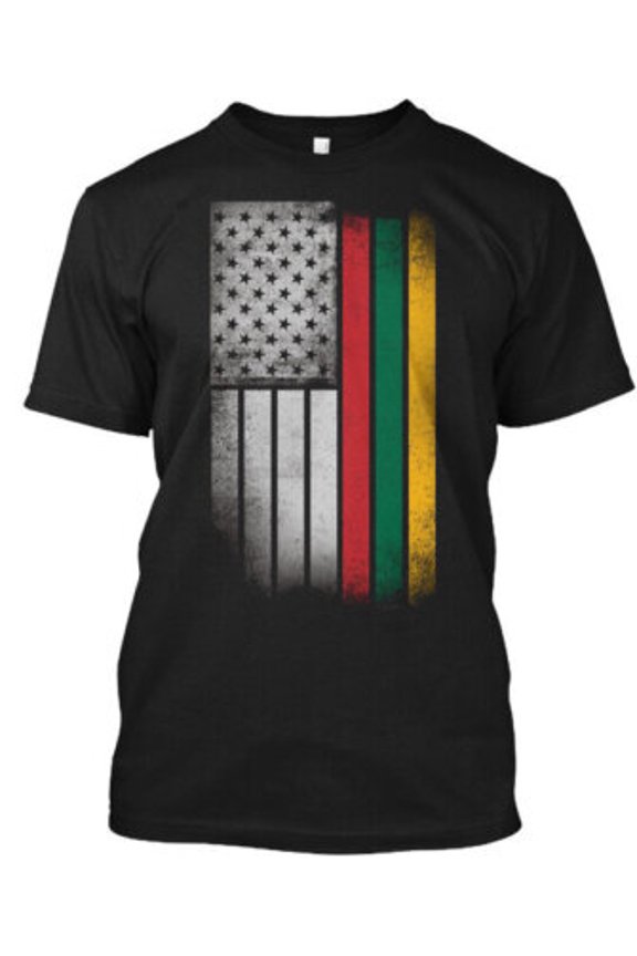 Lithuanian American Flag Usa Lithuania T T-Shirt Made in the USA All Size S-5XL