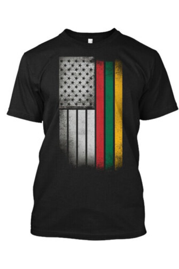 Lithuanian American Flag Usa Lithuania T T-Shirt Made in the USA All Size S-5XL