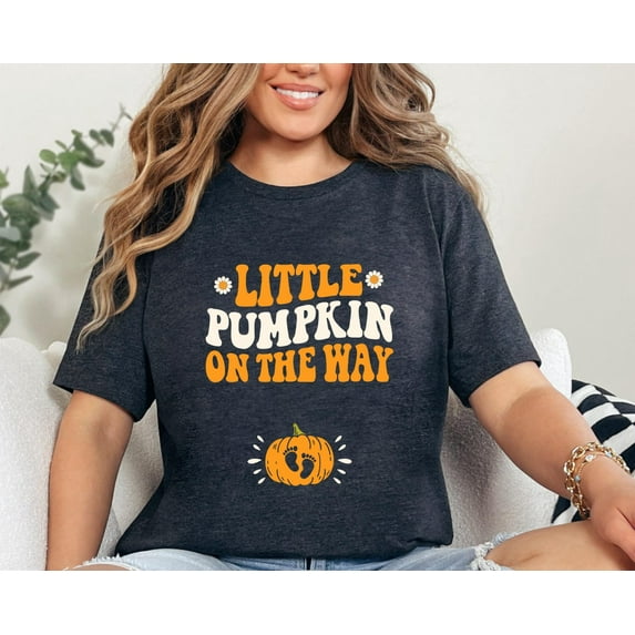Velto Little Pumpkin On The Way Shirt, T-Shirt, Fall Announcement Tee, Growing A Little Pumpkin, Reveal Shirt All Size S-5XL