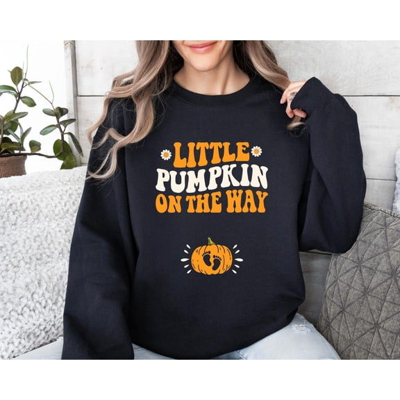 Velto Little Pumpkin On The Way Sweatshirt, Sweater, Fall Announcement, Growing A Little Pumpkin, Reveal All Size S-5XL