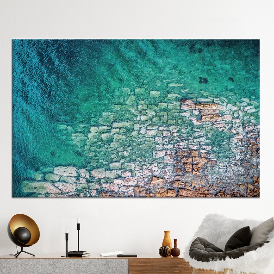 Tableau Toile Vue Sur Mer Au Clair De Lune - Déco Murale Panoramique Moderne