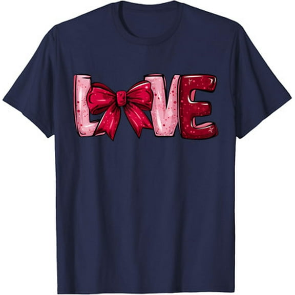 Velto Love Valentines Day Girly Coquette Bow Girls Teen T-shirt All Size S-5XL