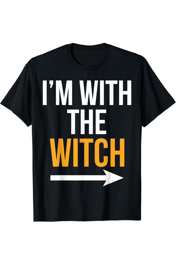 Male I'm with the Witch Costume Couples Men T-Shirt All Size S-5XL