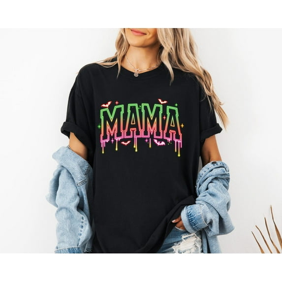 Velto Mama Neon Color Happy Holiday Shirt, Spooky Mama Shirt, Neon Mama Happy Holiday Tee, Happy Holiday Gift for Mama,Neon Spooky Mama T-Shirt All Size S-5XL