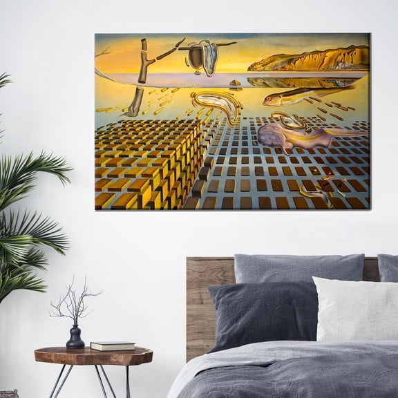 Velto Melting Clocks Surreal Canvas Art – Salvador Dali Inspired Cotton Canvas – Abstract Dreamscape Canvas, 8x10 0.75-Inch Pine Wood Frame