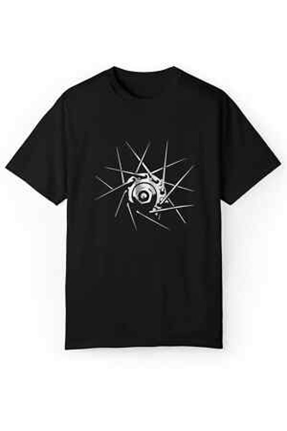 Men'S Casual Black T-Shirt with Geometric Camera Design - 100% Cotton, Short Sle All Size S-5XL