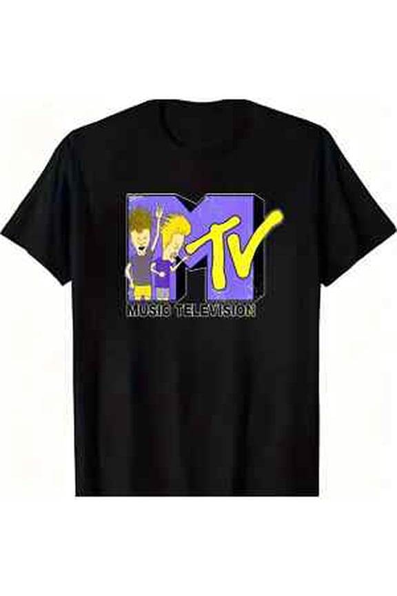 Men'S Retro MTV Logo Cotton T-Shirt - Breathable, Comfort Fit for Casual All Size S-5XL
