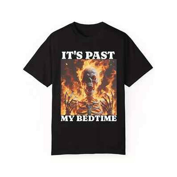 Velto Men'S Skull In Fire Pattern Print Crew Neck Short Sleeve, Casual Daily Pure Cott All Size S-5XL