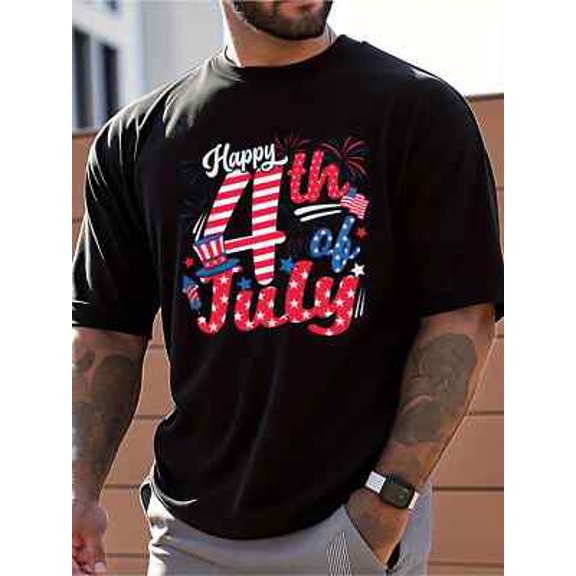 Velto Men's 4th of July Patriotic Graphic T-Shirt - 100% Cotton Breathable Casual Tee All Size S-5XL