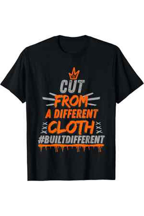 Men's Black Casual Short Sleeve T-Shirt - "Cut from a Different Cloth" Graphic P All Size S-5XL
