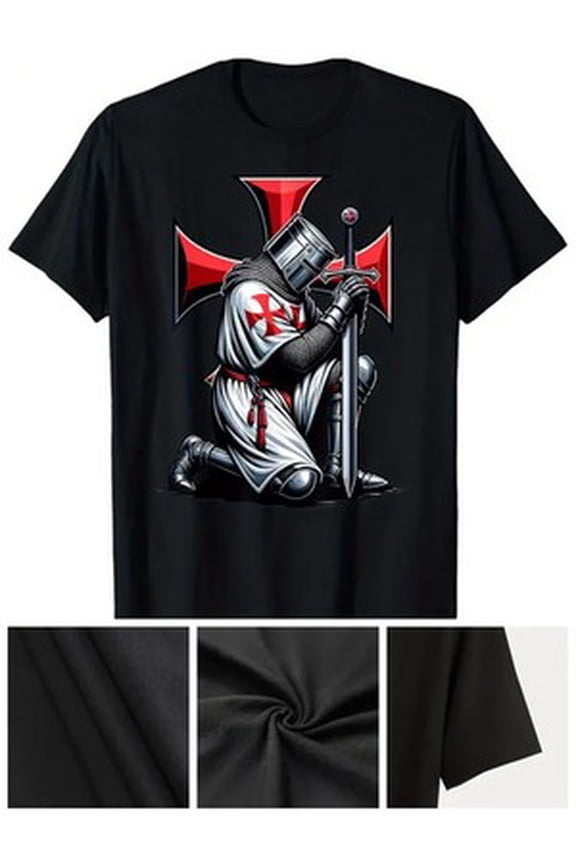 Men's Knight Templar Christian Warrior Crusader T-Shirt - Casual Cotton Crew Nec All Size S-5XL