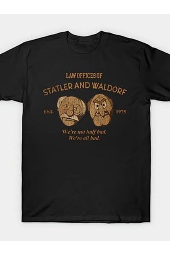 Men's Retro 70s Statler and Waldorf Graphic T-Shirt - Casual Black Cotton Tee wi All Size S-5XL