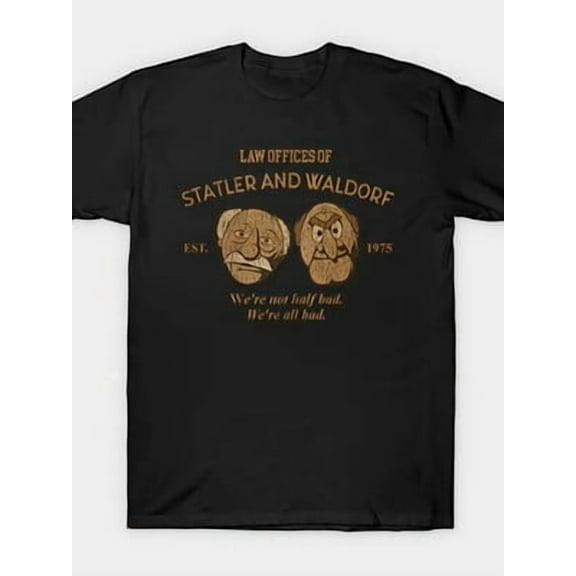 Velto Men's Retro 70s Statler and Waldorf Graphic T-Shirt - Casual Black Cotton Tee wi All Size S-5XL