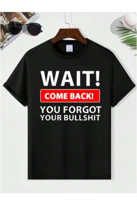 Men's Summer Slogan Print Short Sleeve Crew Neck Casual Commuter T-Shirt All Size S-5XL