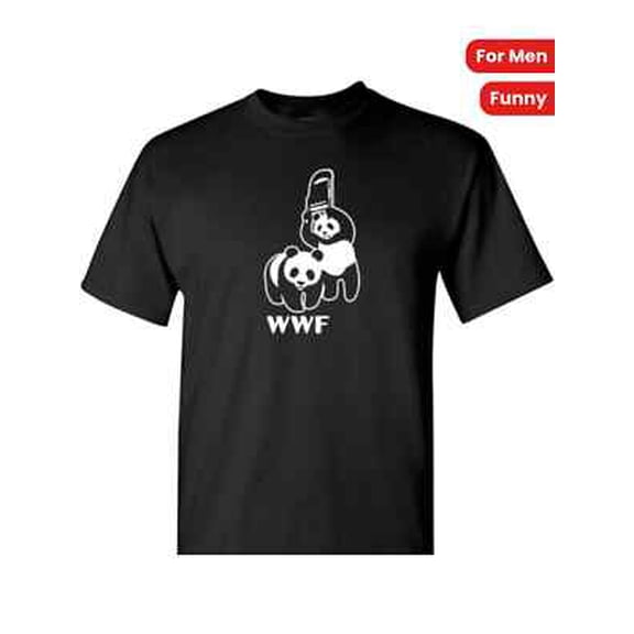 Velto Men's WWF Panda Bear Wrestling T Shirt Black All Size S-5XL