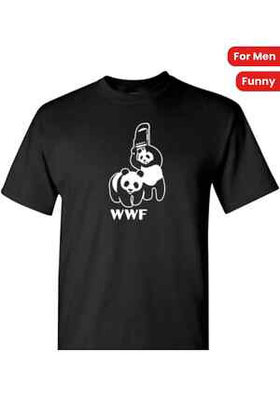 Men's WWF Panda Bear Wrestling T Shirt Black All Size S-5XL