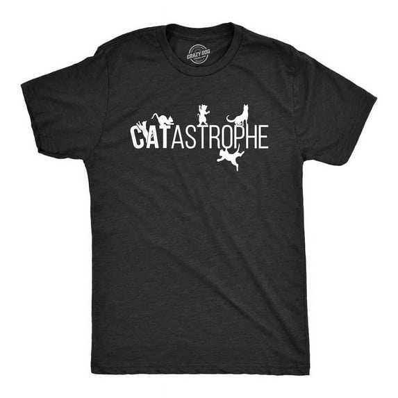 Velto Mens Catastrophe T-Shirt Cat Kitten Joke Graphic Tee For Guys All Size S-5XL