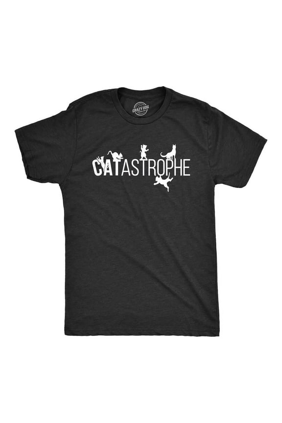 Mens Catastrophe T-Shirt Cat Kitten Joke Graphic Tee For Guys All Size S-5XL