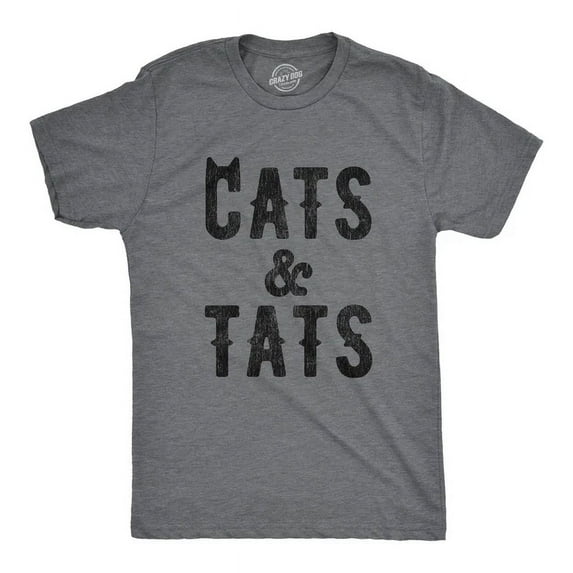 Velto Mens Cats And Tats T-Shirt Tatoo Graphic Cat Dad Saying Hilarious All Size S-5XL