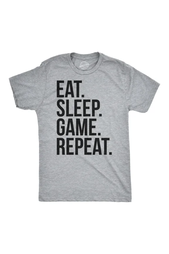 Mens Eat Sleep Game Repeat Shirts Nerdy Gamer Tees Vintage T shirt All Size S-5XL