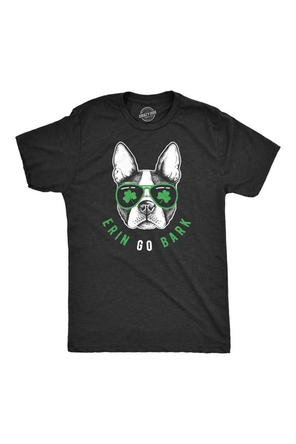 Mens Erin Go Bark T-Shirt Saint Patricks Day St Patty Clothes Dog Tee All Size S-5XL