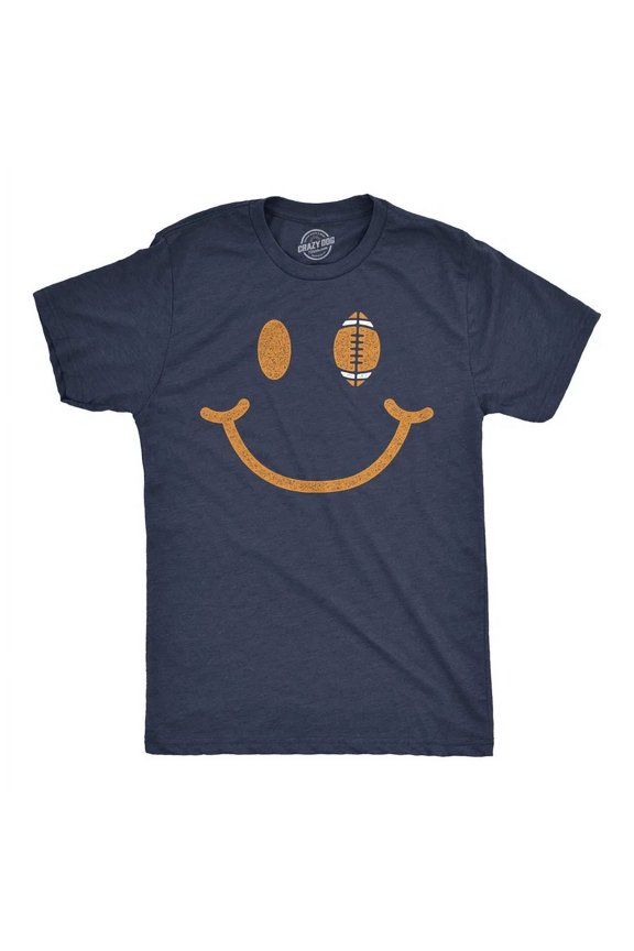 Mens Football Smiling Face T-Shirt Sports Graphic Tee For Men All Size S-5XL