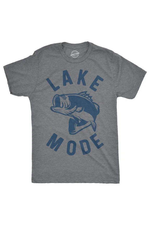 Mens Lake Mode T-Shirt Summer Vacation Fishing Tee For Guys All Size S-5XL