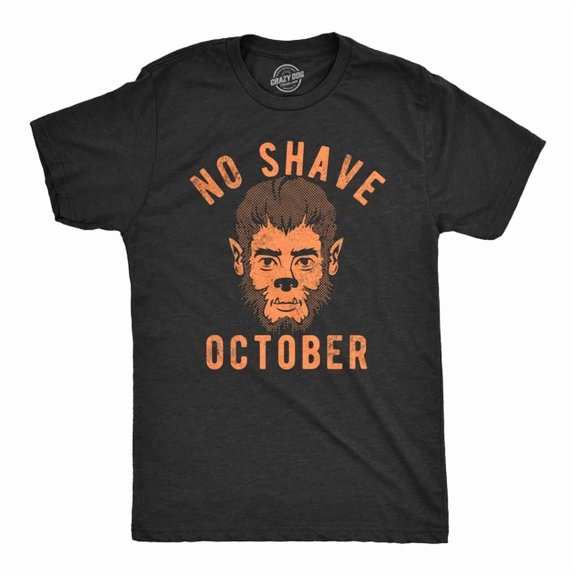 Velto Mens No Shave October T-Shirt Werewolf Beard Joke Tee For Guys All Size S-5XL