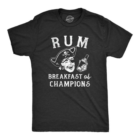 Velto Mens Rum Breakfast Of Champions T-Shirt Pirate Joke Tee For Guys All Size S-5XL