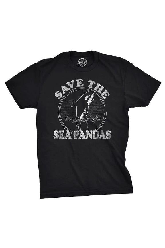 Mens Save The Sea Pandas Whale Orca Dolphin Ocean Life T shirt All Size S-5XL