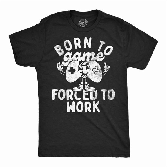 Velto Mens T-Shirt Born To Game Forced To Work Video Gaming Tee For All Size S-5XL