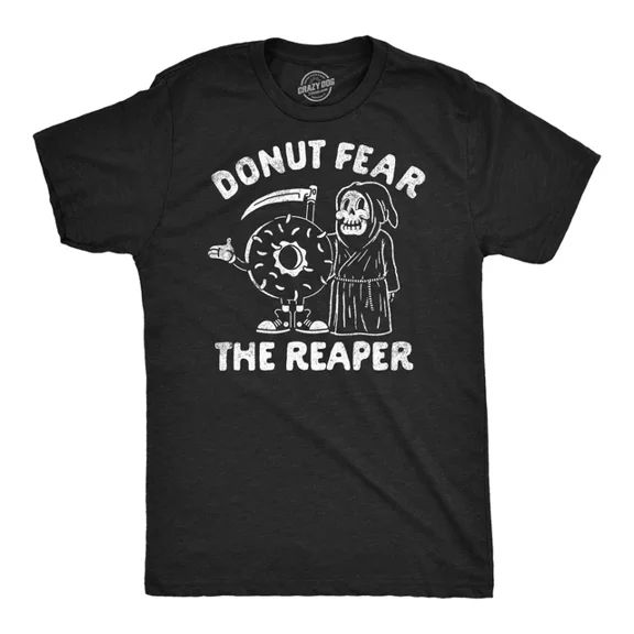 Velto Mens T-Shirt Donut Fear The Reaper Graphic Tee For Men All Size S-5XL
