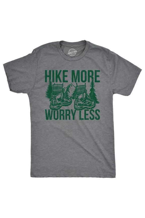 Mens T-Shirt Hike More Worry Less Nature Graphic Tee All Size S-5XL
