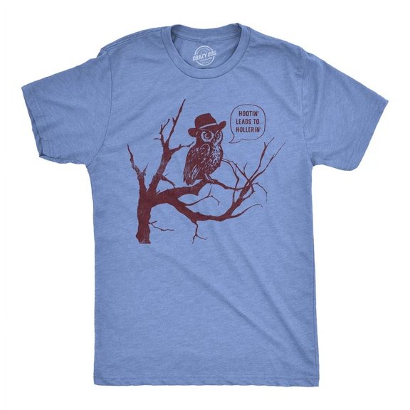 Velto Mens T-Shirt Hootin Leads To Hollerin Owl Graphic Tee For Men All Size S-5XL
