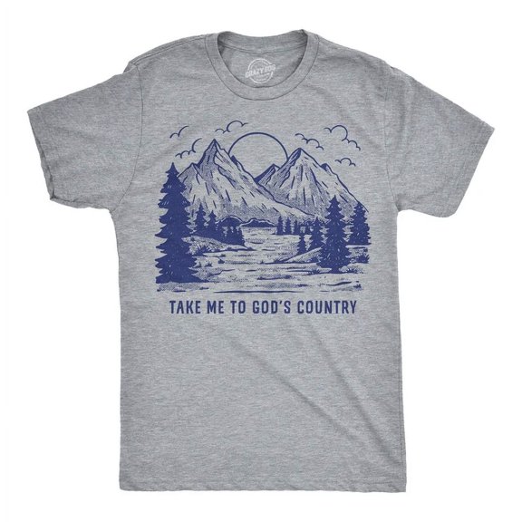 Velto Mens T-Shirt Take Me To Gods Country Nature Graphic Tee All Size S-5XL