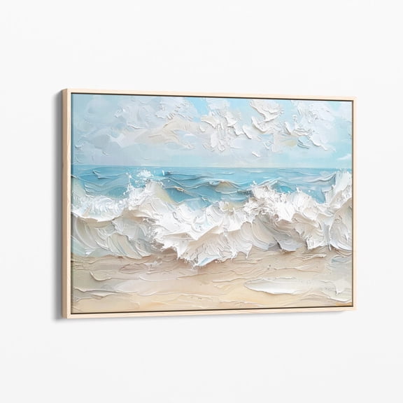 Velto Minimalist Ocean Wave Canvas Print | Stretched Canvas | Art | Abstract Seascape Beach Decor Boho | Mow1 Canvas, 12x18 UNFRAMED