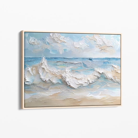 Velto Minimalist Ocean Wave Canvas Print | Stretched Canvas | Art | Abstract Seascape Beach Decor Boho | Mow3 Canvas, 8x12 UNFRAMED